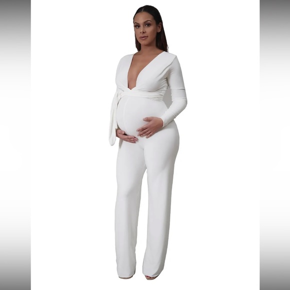 Zena Wrap Front Jumpsuit in RED Maternity by Georgina UK - Picture 7 of 7